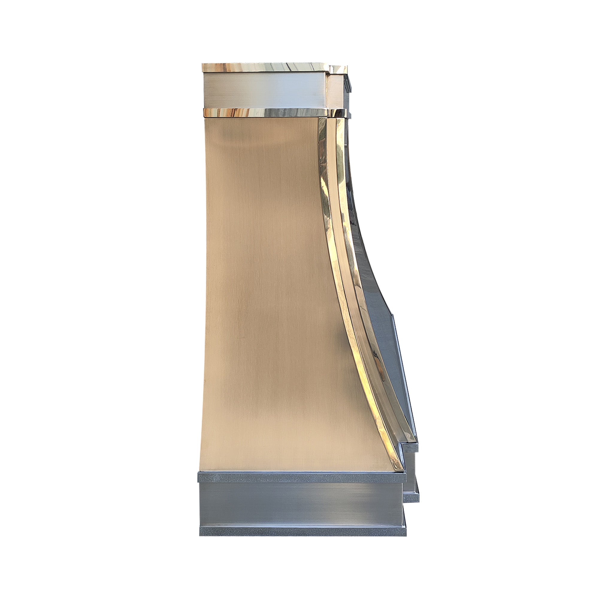 CKH S21 curved brushed stainless steel wall-mounted range hood in a modern kitchen setting