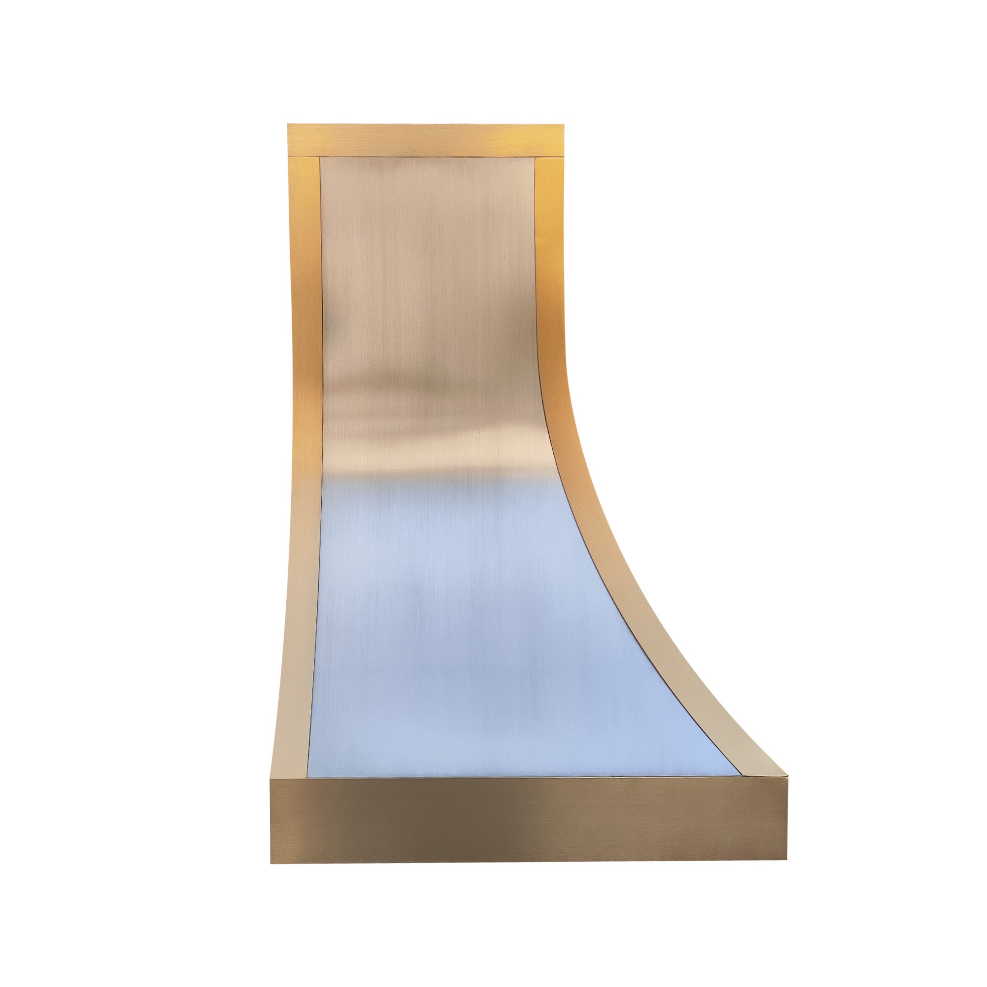 Gold-framed mirror with a reflective surface on a white background