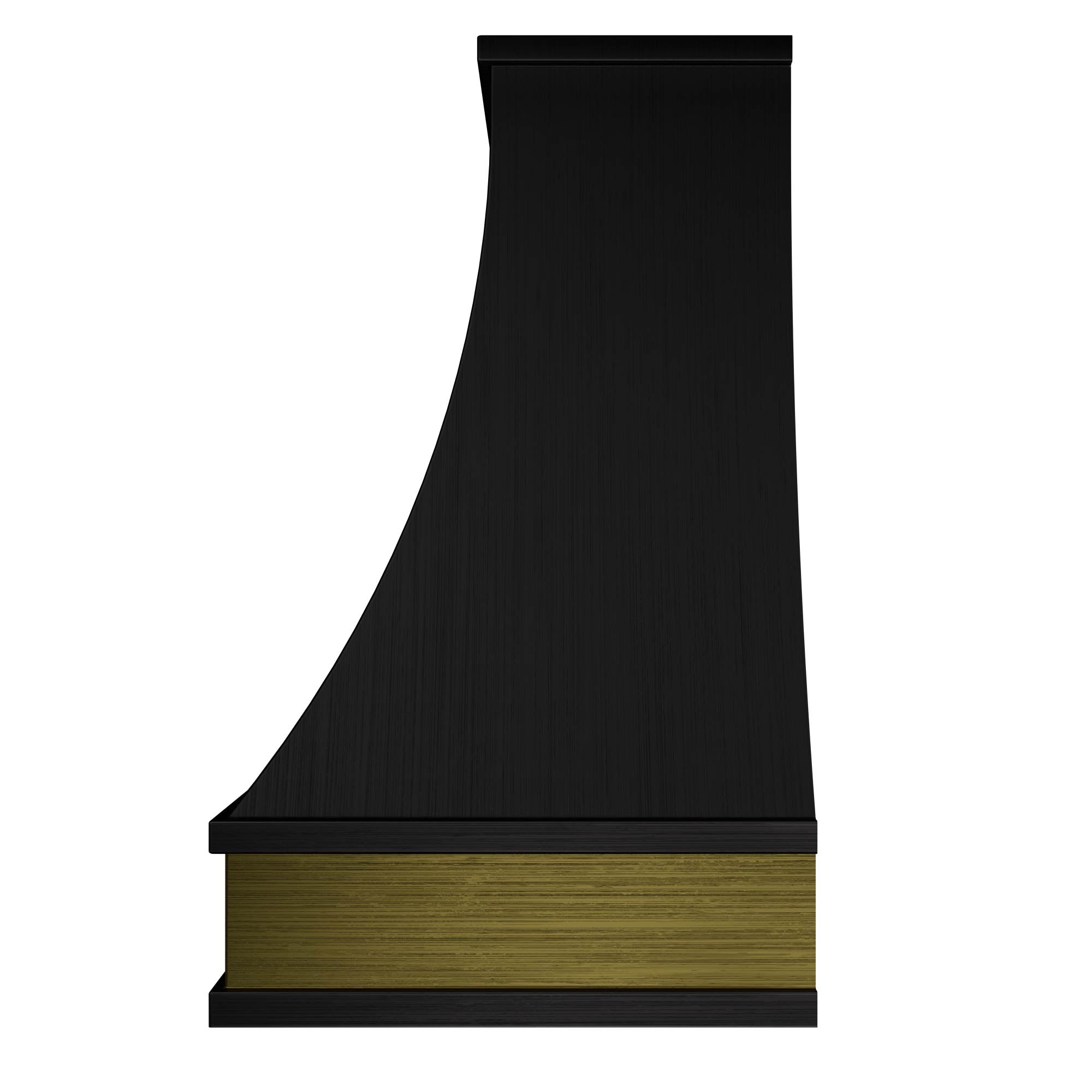 black stainless steel range hood with durable gold trim, ideal for modern - luxury kitchens