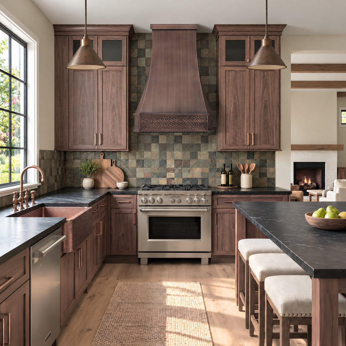 CKH Copper Custom Range Hood in a Farmhouse Kitchen