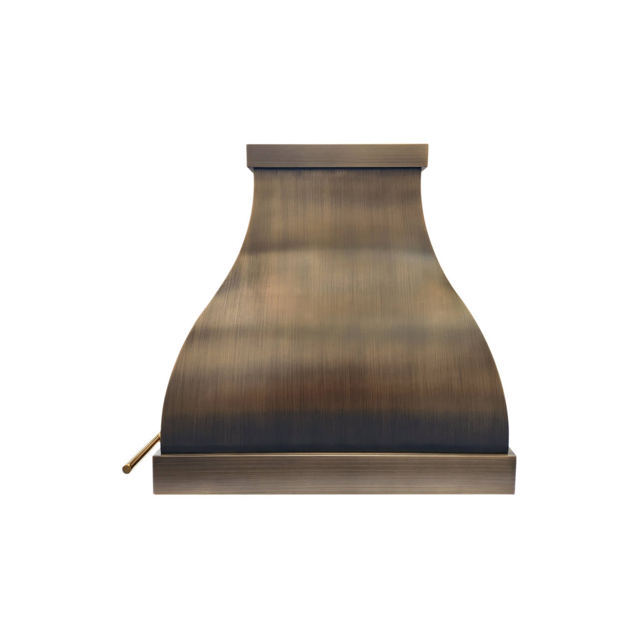 Brass range hood on a white background