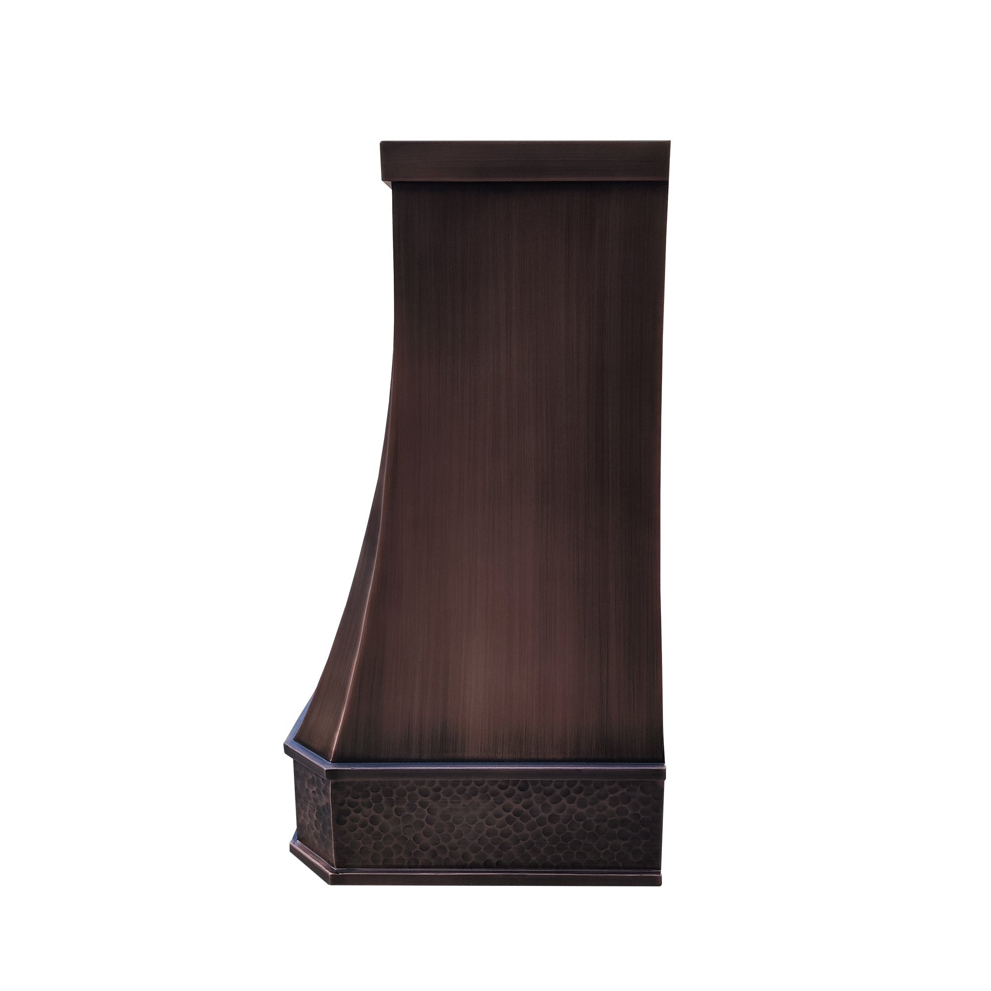 Beehive Hammered Antique Copper Range Hood with handcrafted beehive detailing and antique copper finish.