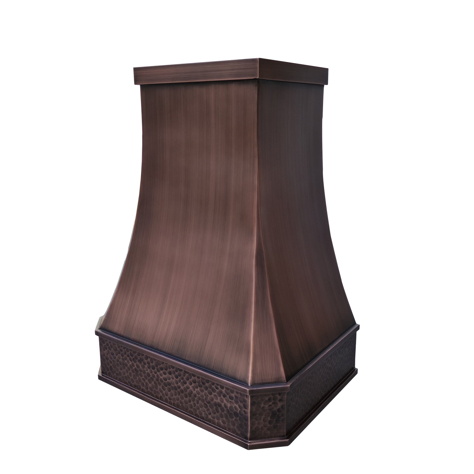 Beehive Hammered Antique Copper Range Hood with handcrafted beehive detailing and antique copper finish.