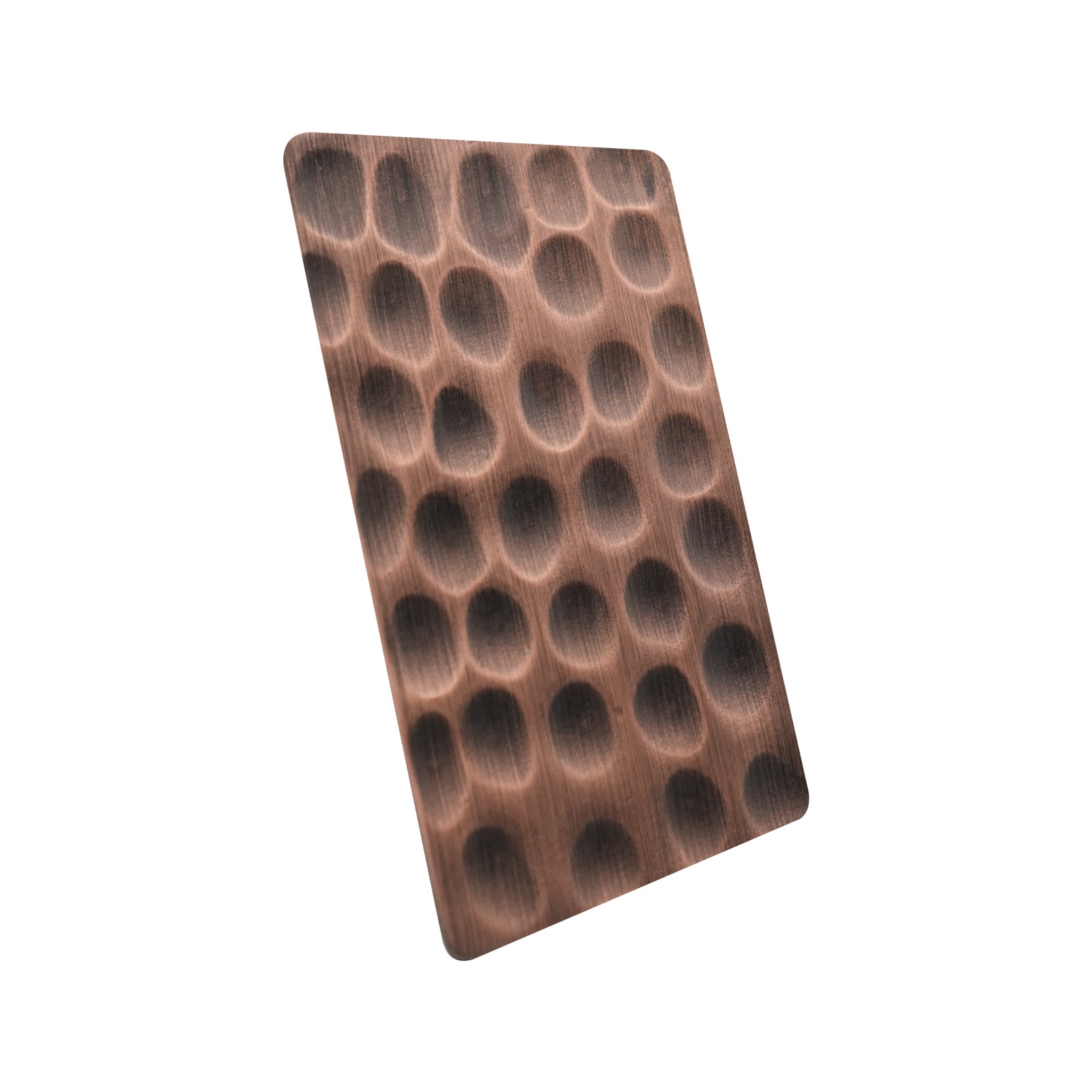 CKH antique copper beehive hammered finish sample for range hoods, featuring artisan-crafted textured luxury.