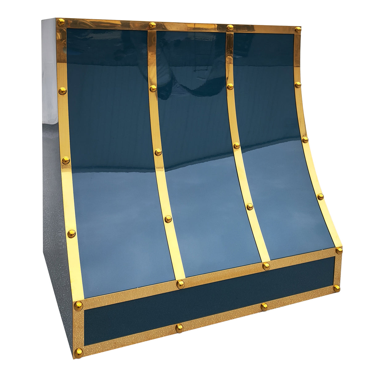 wall mount custom blue stainless steel kitchen range hood