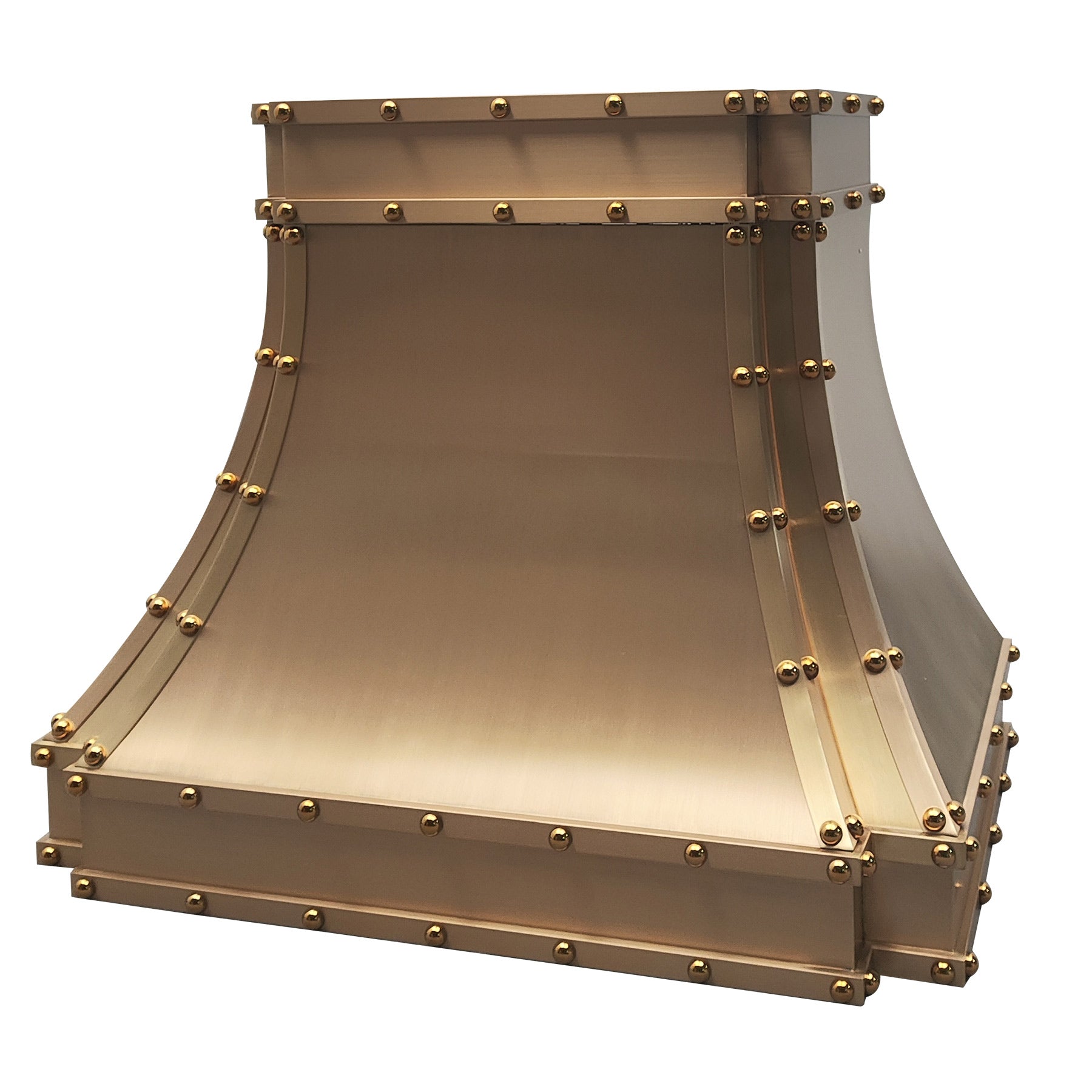 Vintage carved brass vent hood with ornate detailing, designed for timeless luxury in classic or eclectic kitchens.
