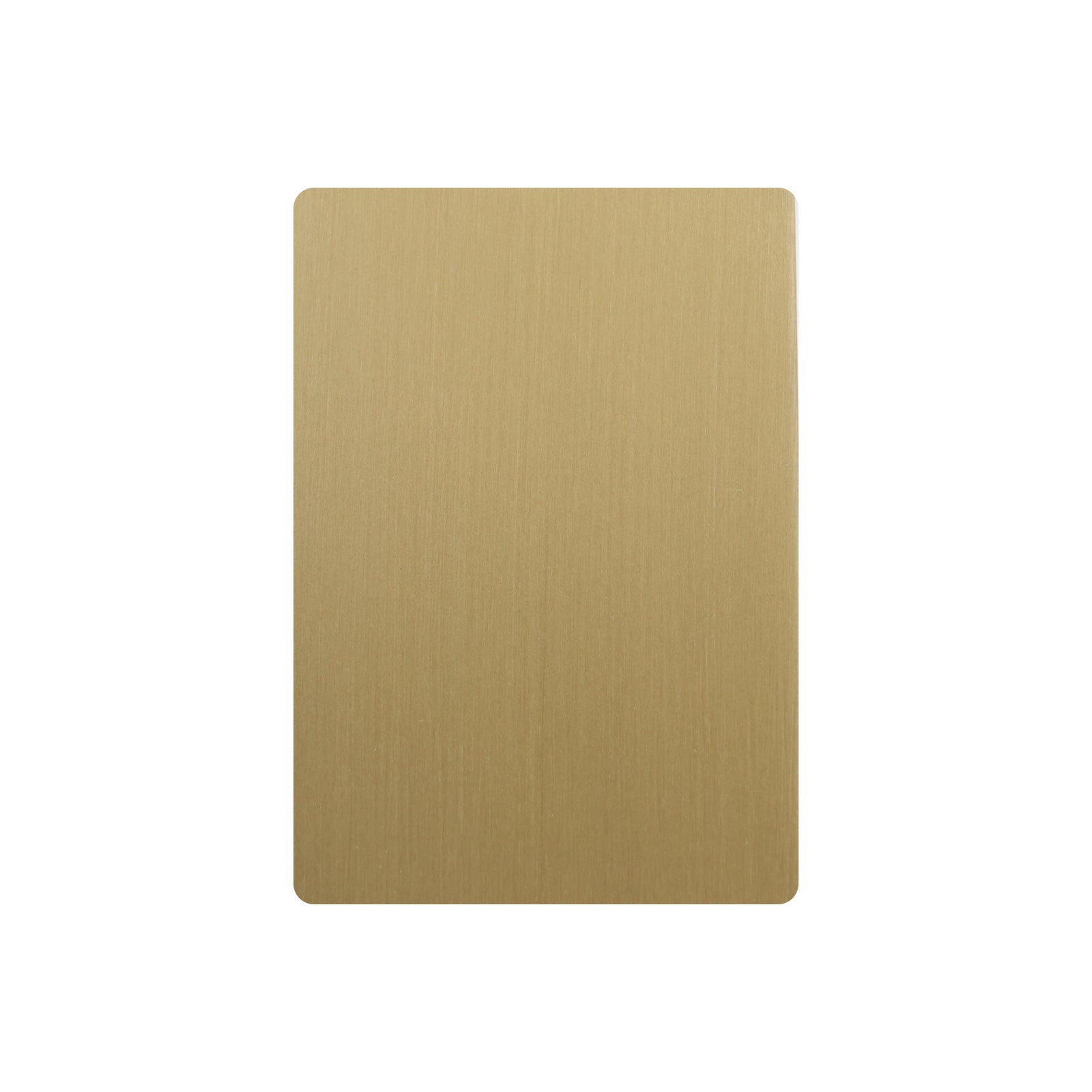 CKH brushed brass finish sample for range hoods, featuring warm luxe metallic texture.