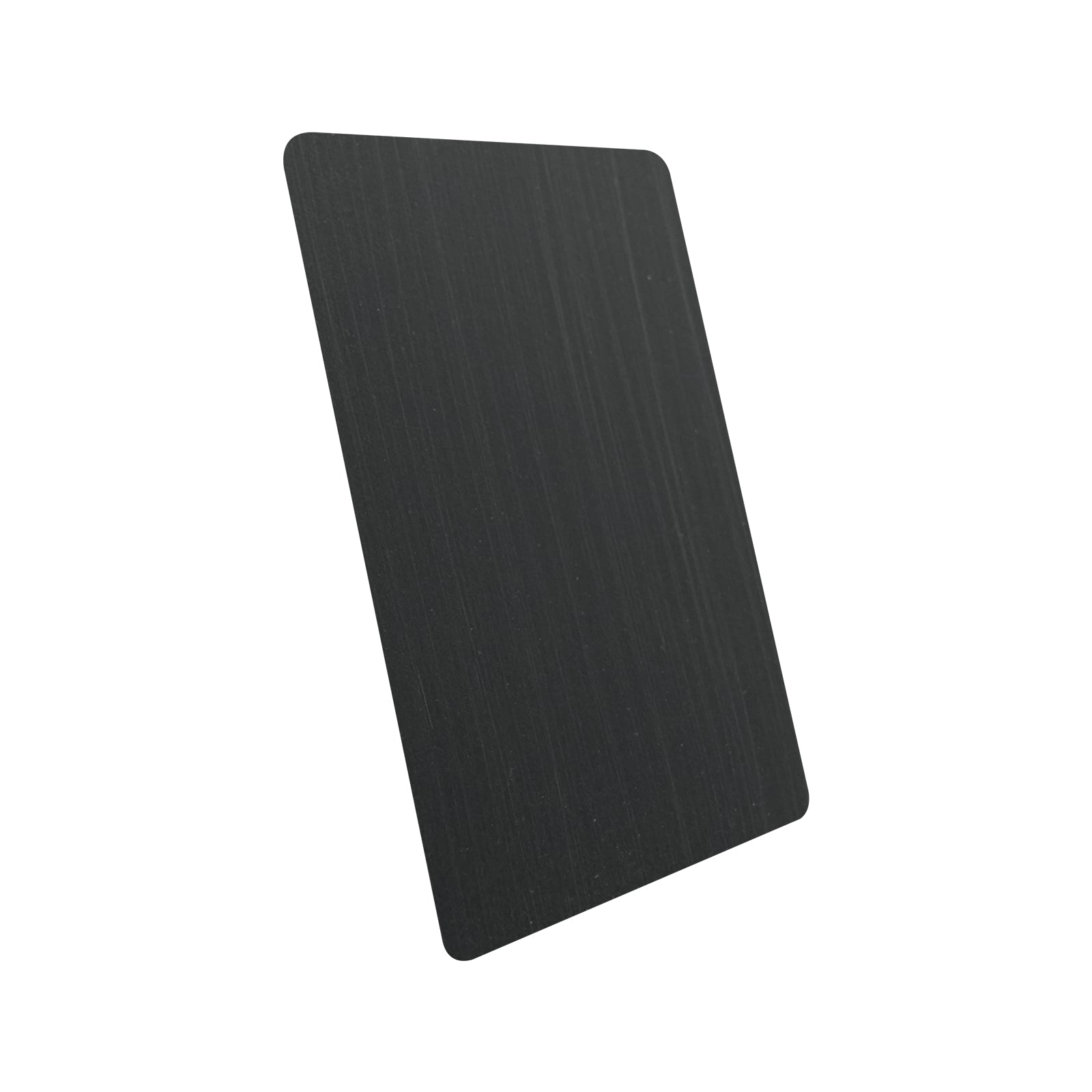 CKH brushed grey stainless steel finish sample for range hoods, featuring sleek industrial texture.