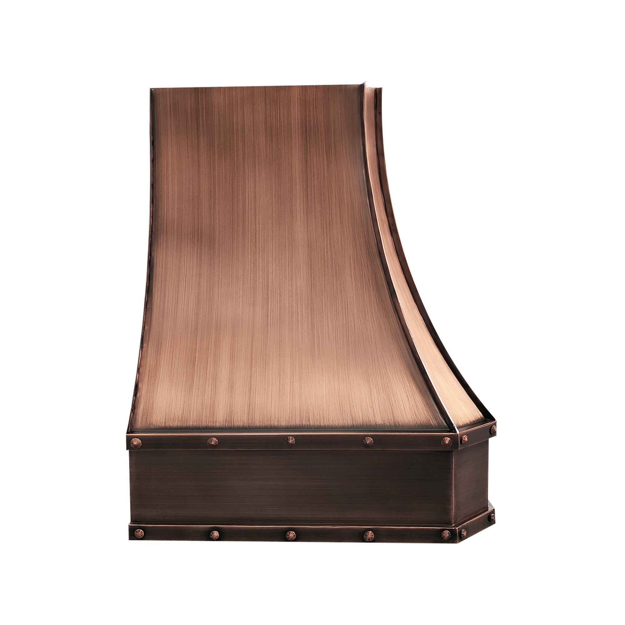 CKH C15 range hood featuring ornate carved detailing and rivet accents, showcasing craftsmanship and vintage-inspired design.
