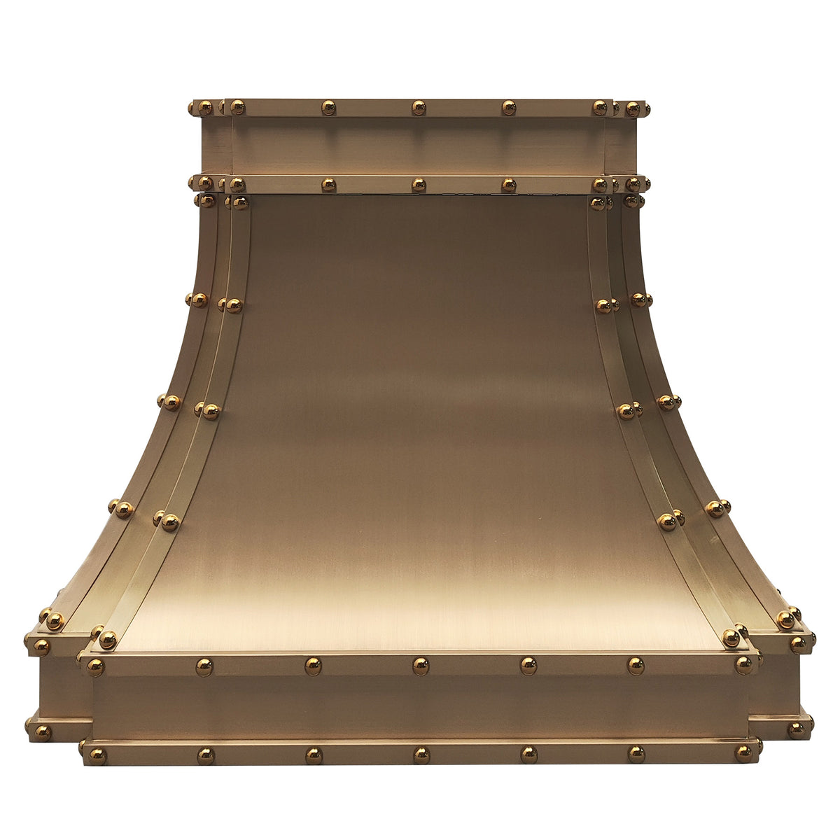 custom brushed brass vent hood with ornate detailing, designed for timeless luxury in classic or eclectic kitchens