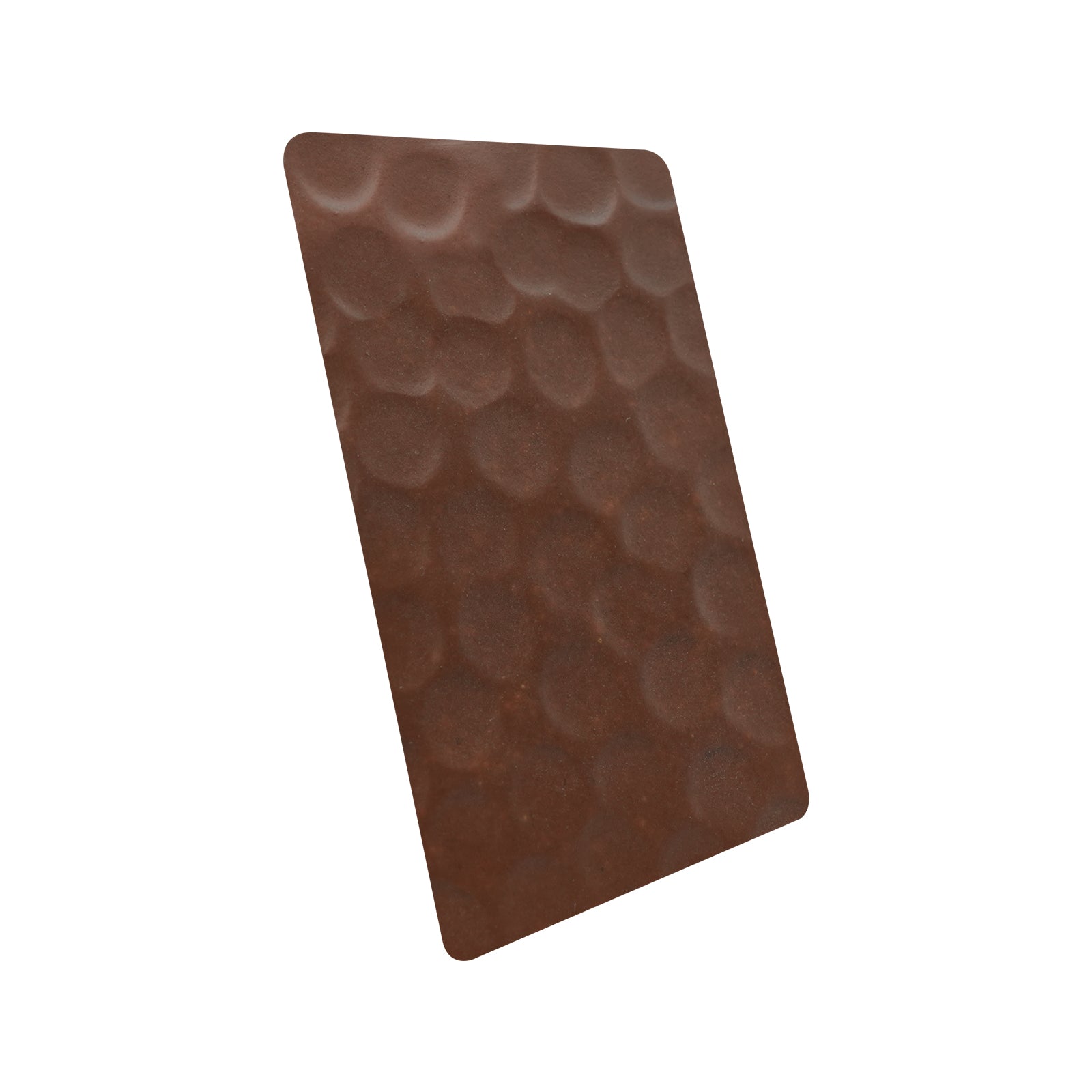 CKH fired copper beehive hammered finish sample for range hoods, featuring artisan-crafted textured warmth.