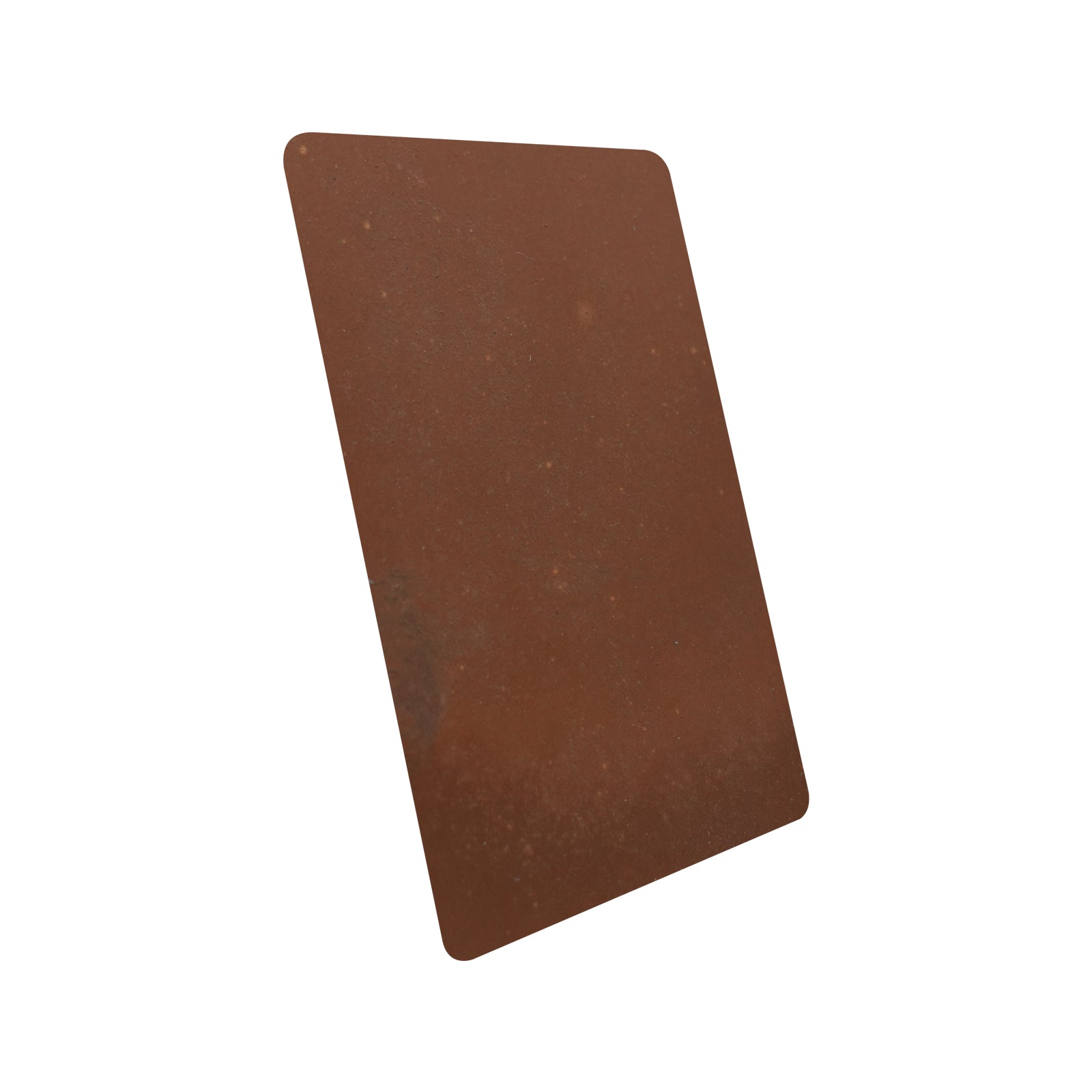 CKH fired copper smooth finish sample for range hoods, featuring rich vintage metallic texture.