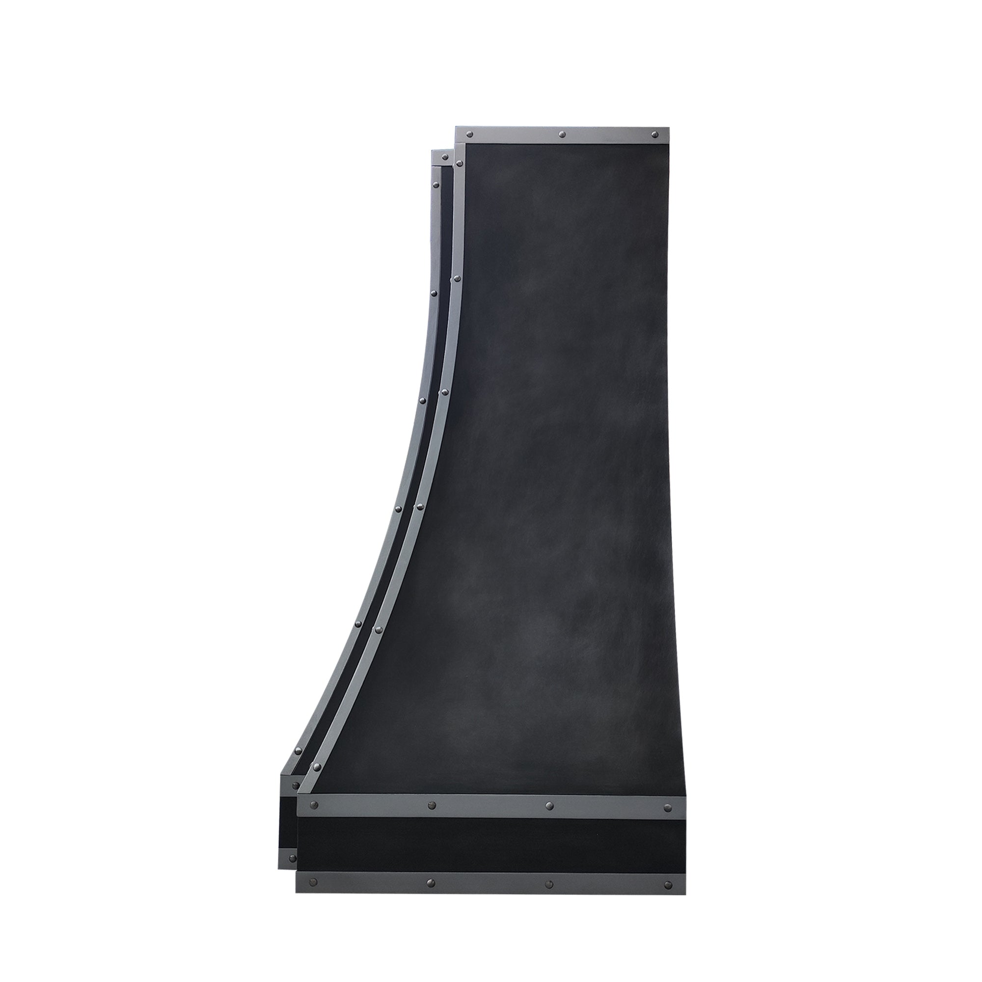 CKH industrial zinc range hood with metal rivet accents, showcasing industrial-chic kitchen ventilation design.
