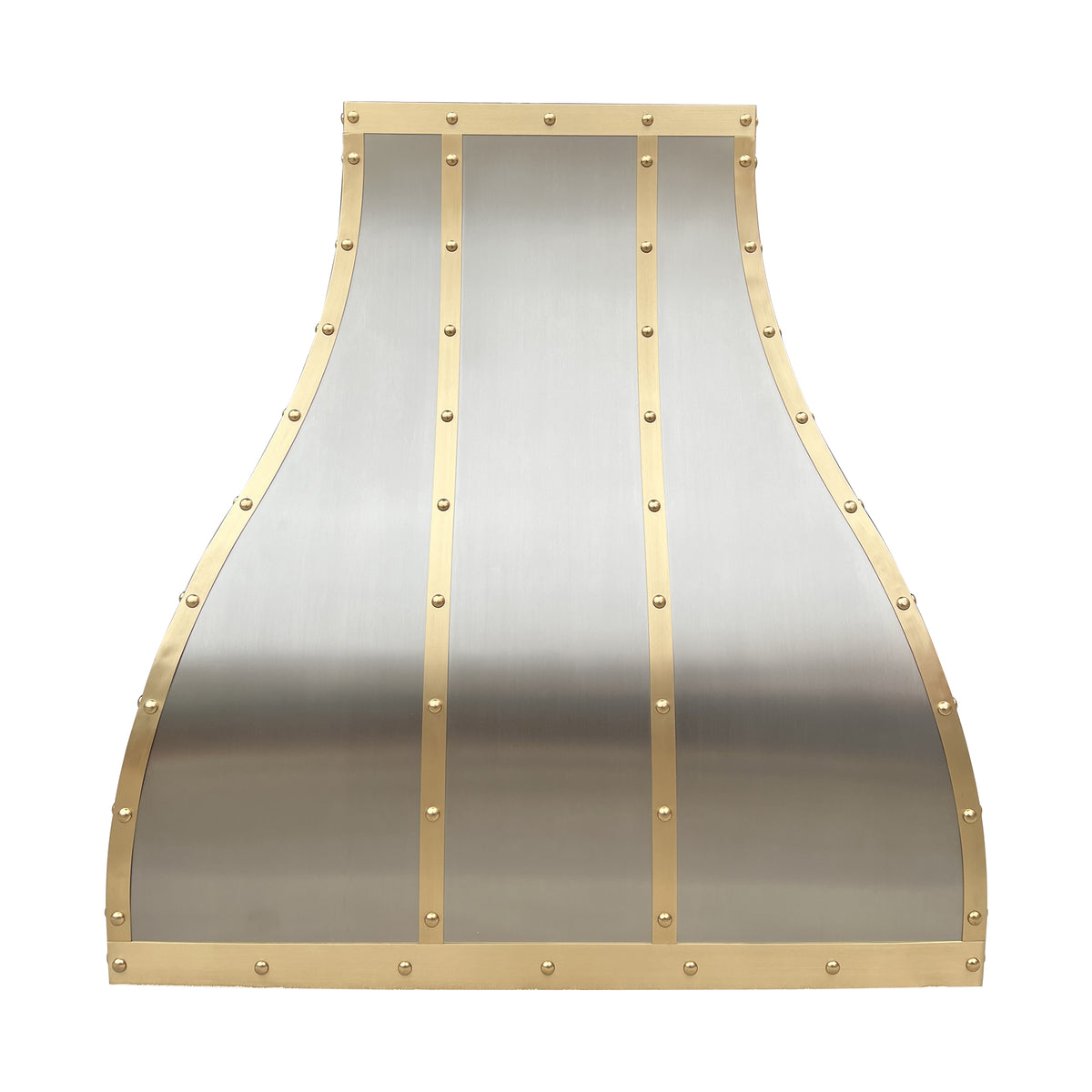 CKH custom stainless steel range hood with brass straps and rivet 