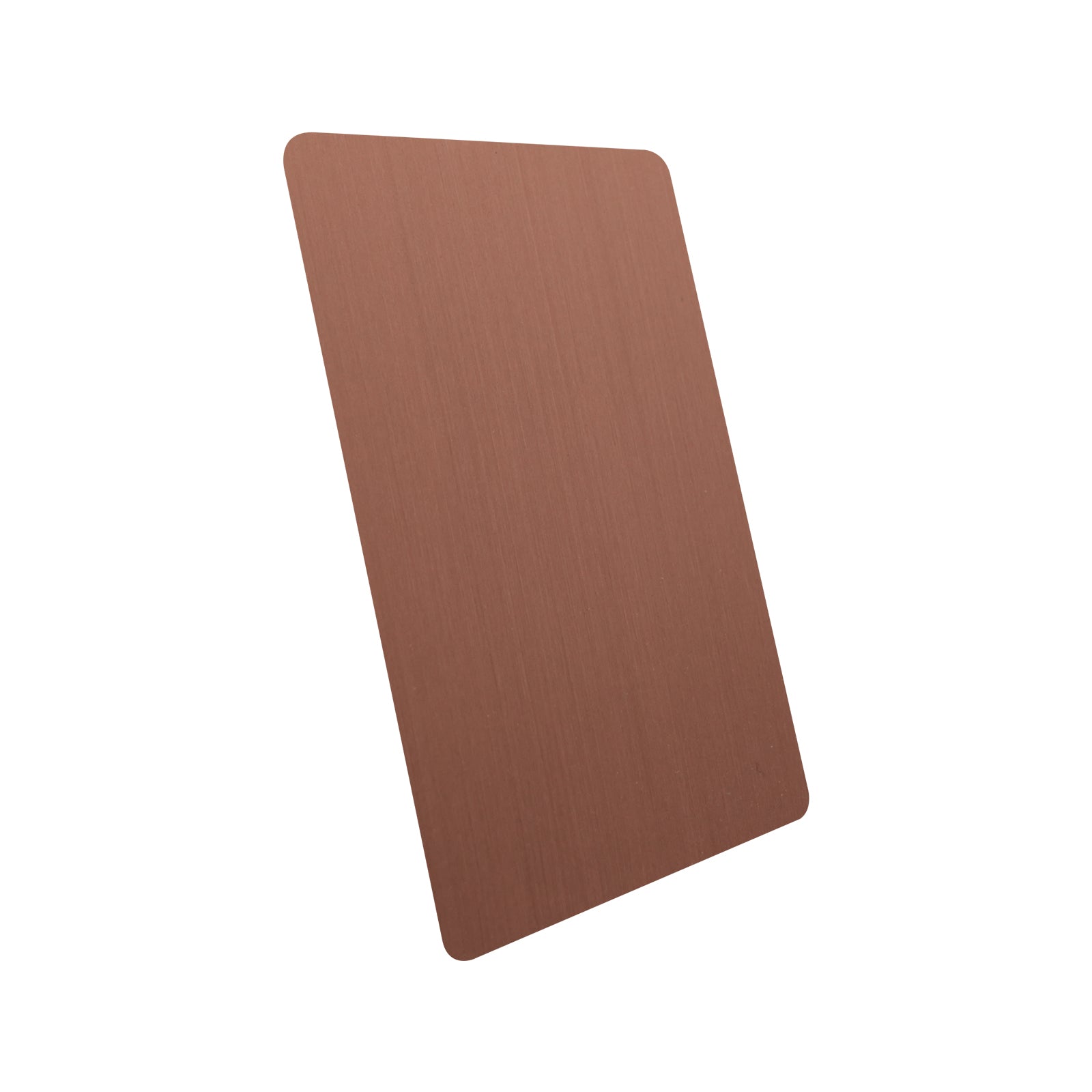 CKH natural copper smooth finish sample for range hoods, featuring sleek vintage metallic elegance.