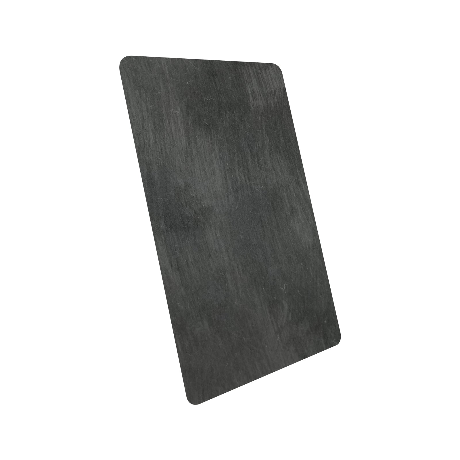 CKH non-directional brushed zinc finish sample for range hoods, featuring unique textured metallic look.