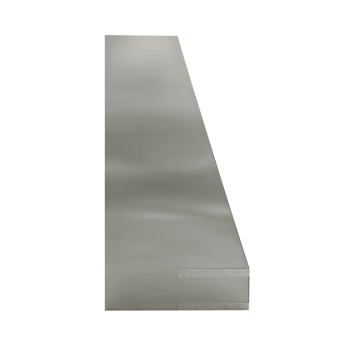 the side of sleek brushed stainless steel range hood