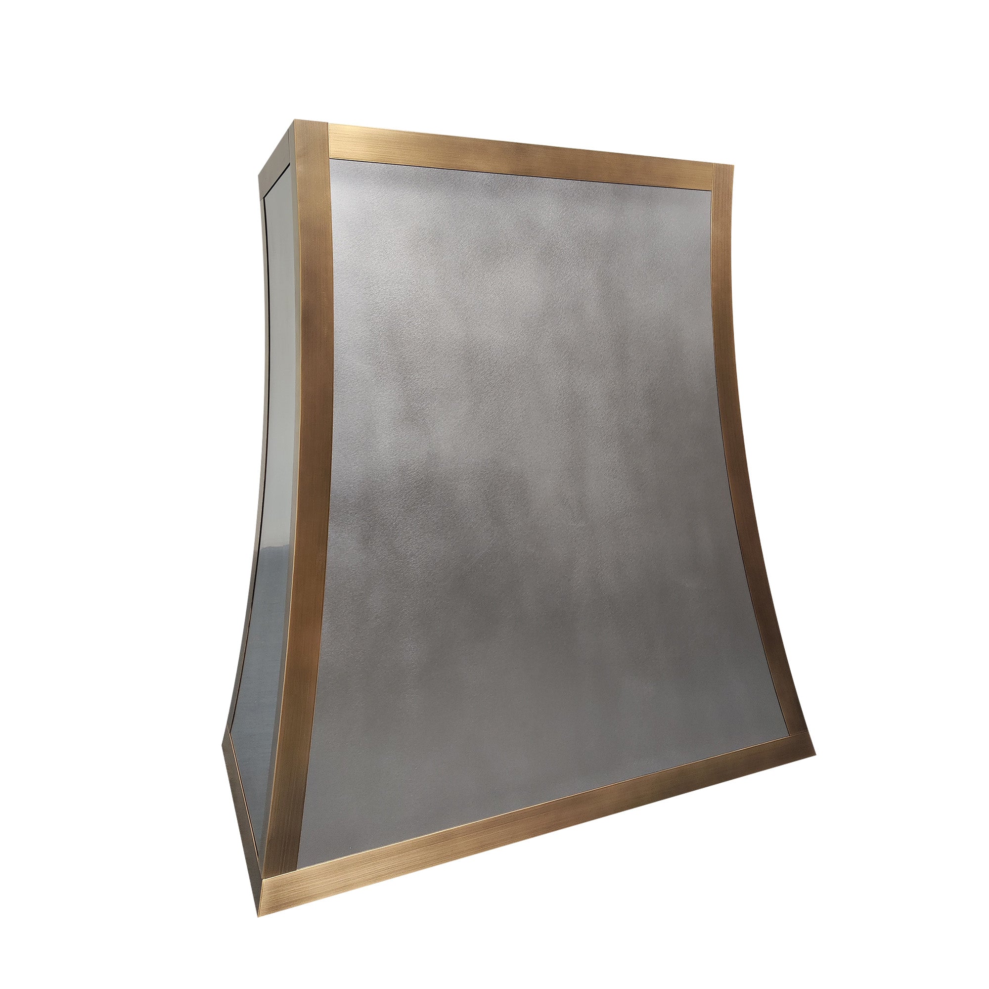 CKH vintage zinc range hood with brass accents, showcasing classic kitchen ventilation design.
