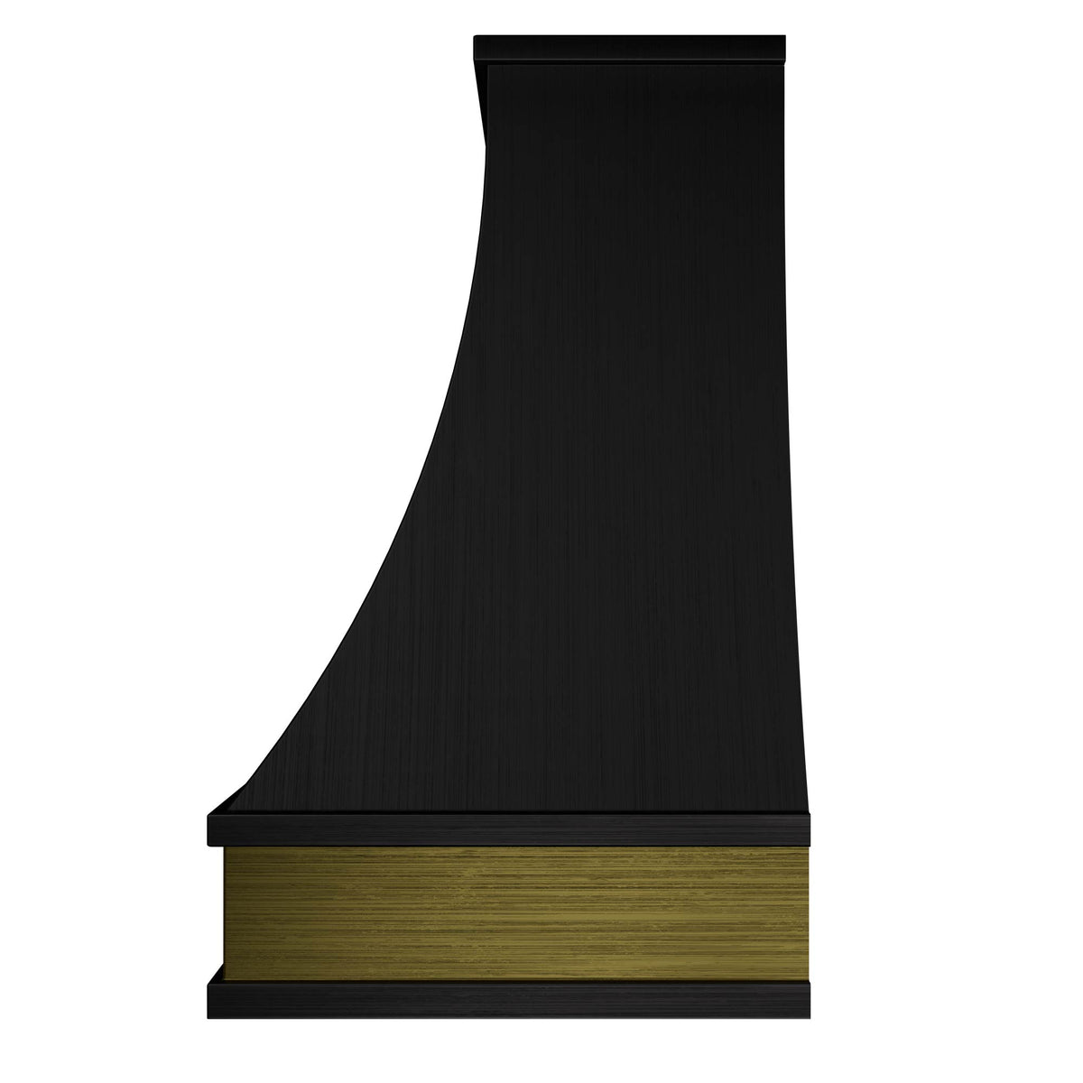 black stainless steel range hood with durable gold trim, ideal for modern - luxury kitchens