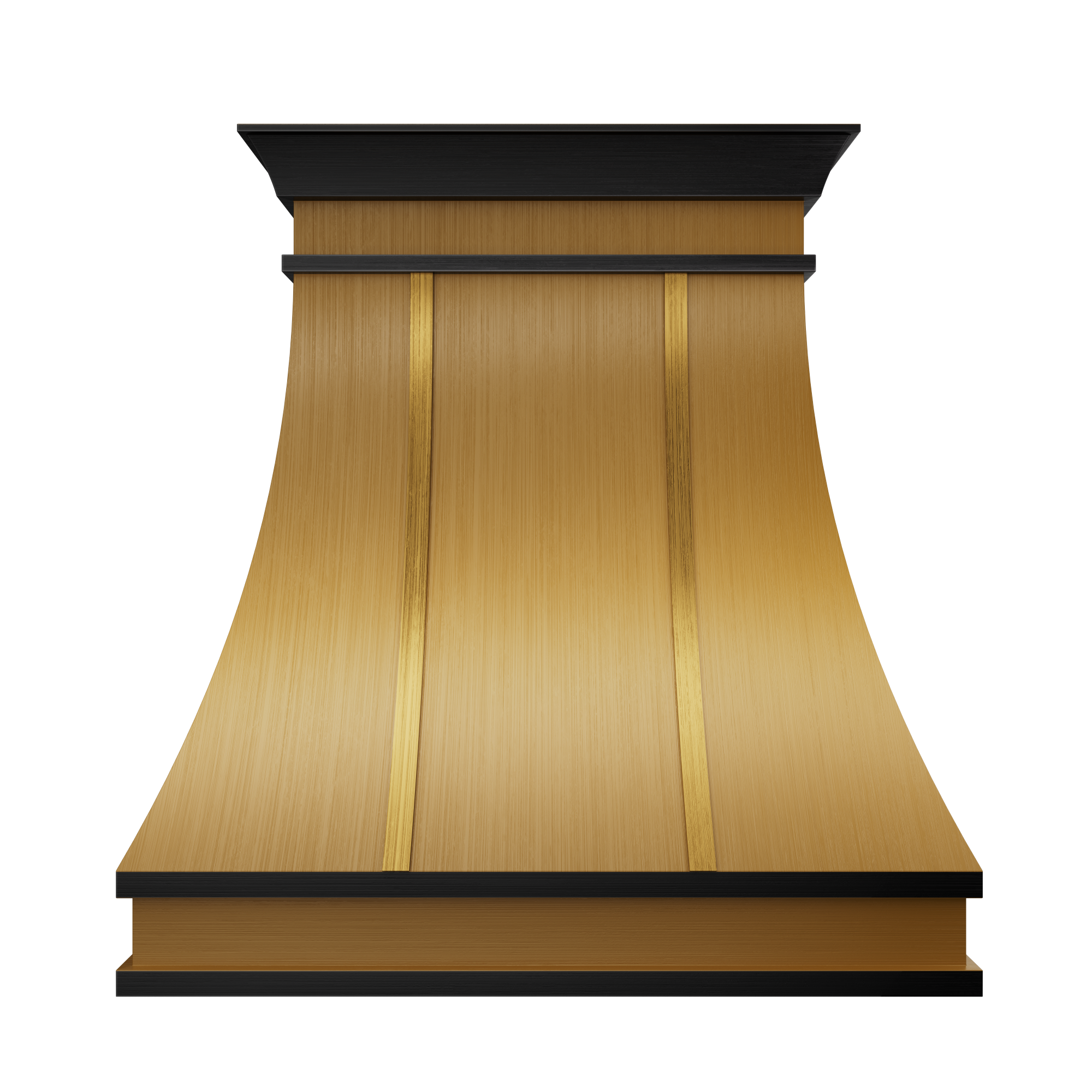 Brown range hood with black trim For modern kitchen