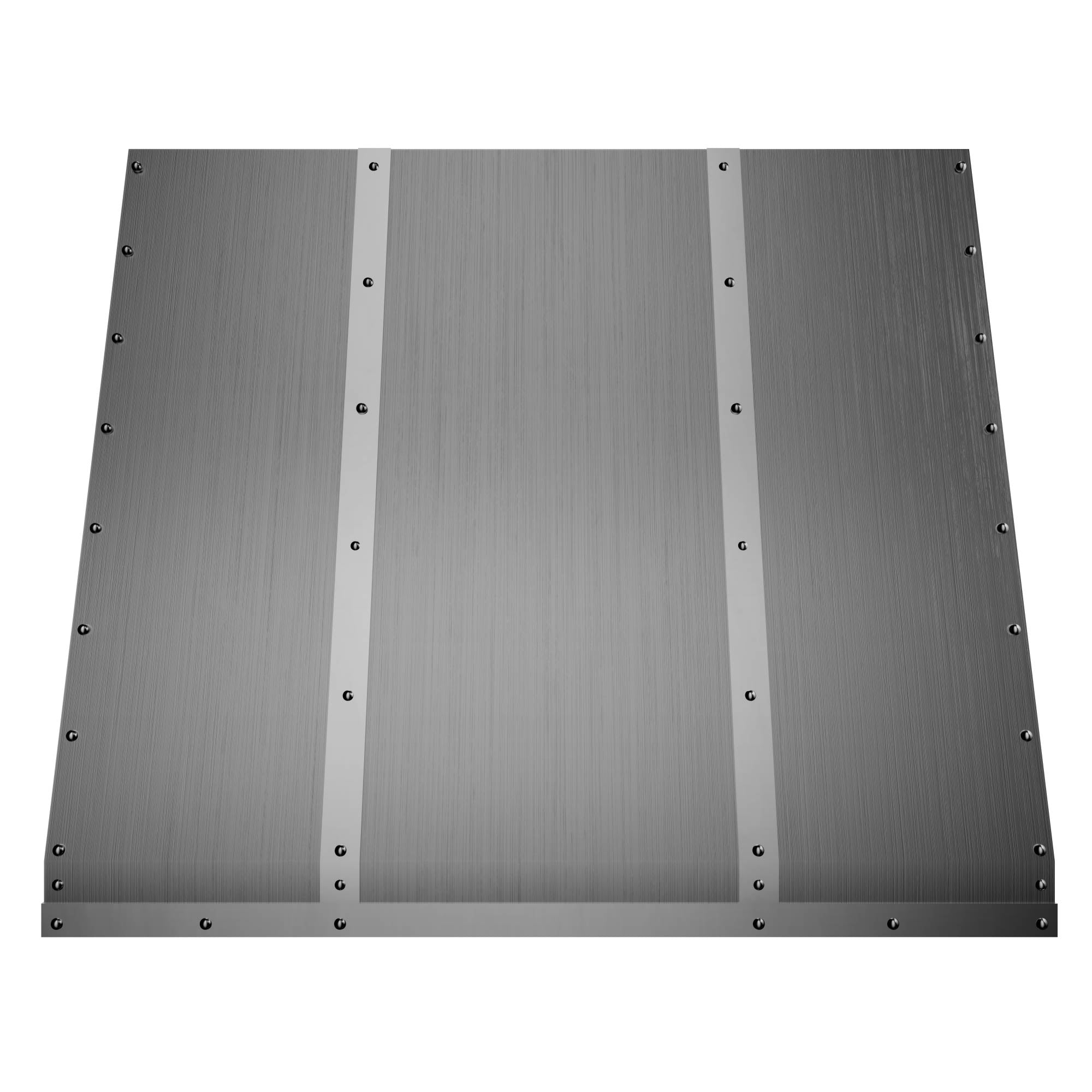 Angled brushed stainless steel range hood with rivet detailing, designed for industrial - chic kitchens (CKH - S08)