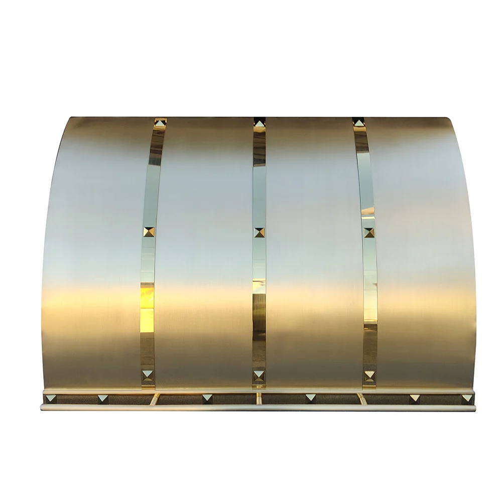 Kitchen brass range hood with luxury custom design