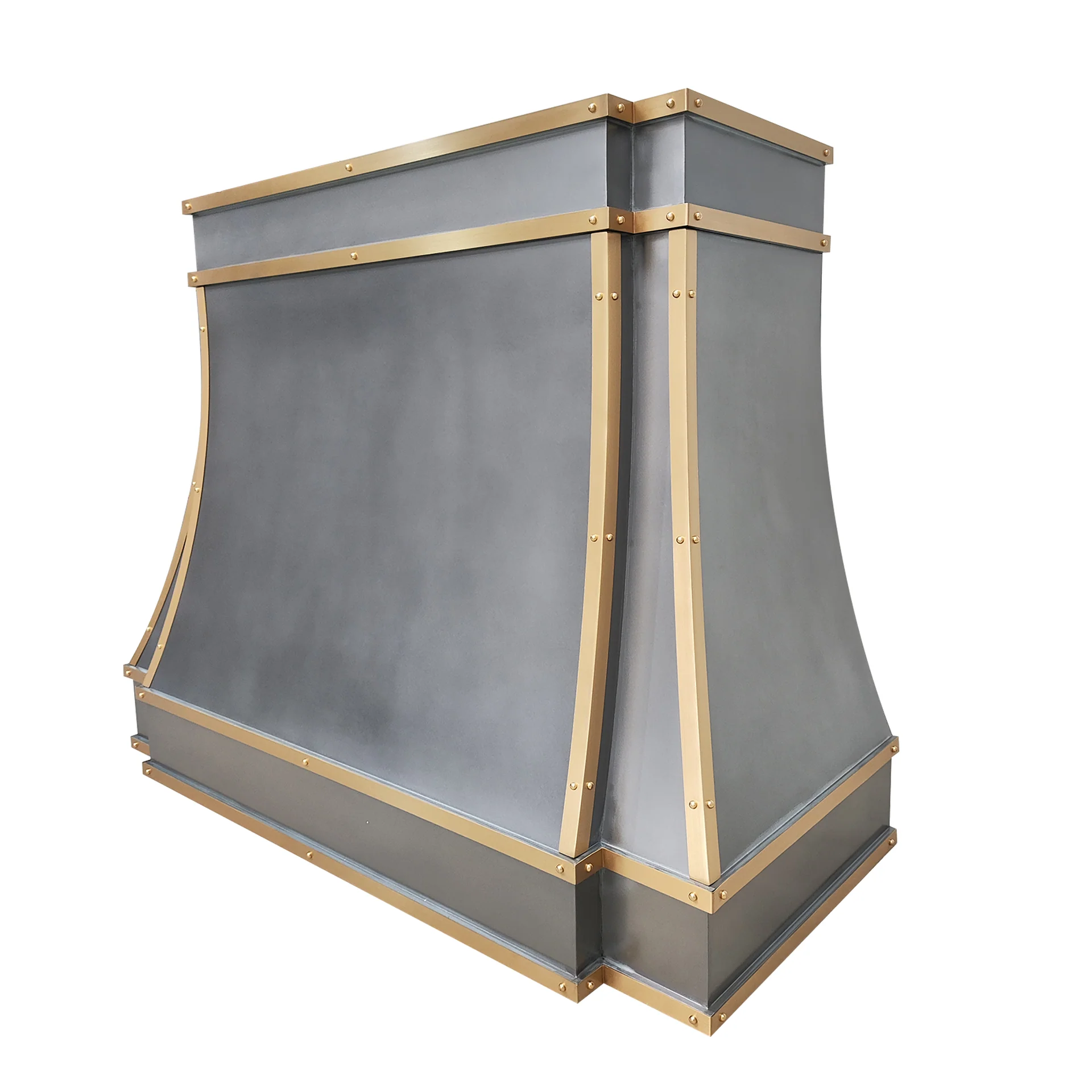 Modern zinc kitchen vent hood with LED lights