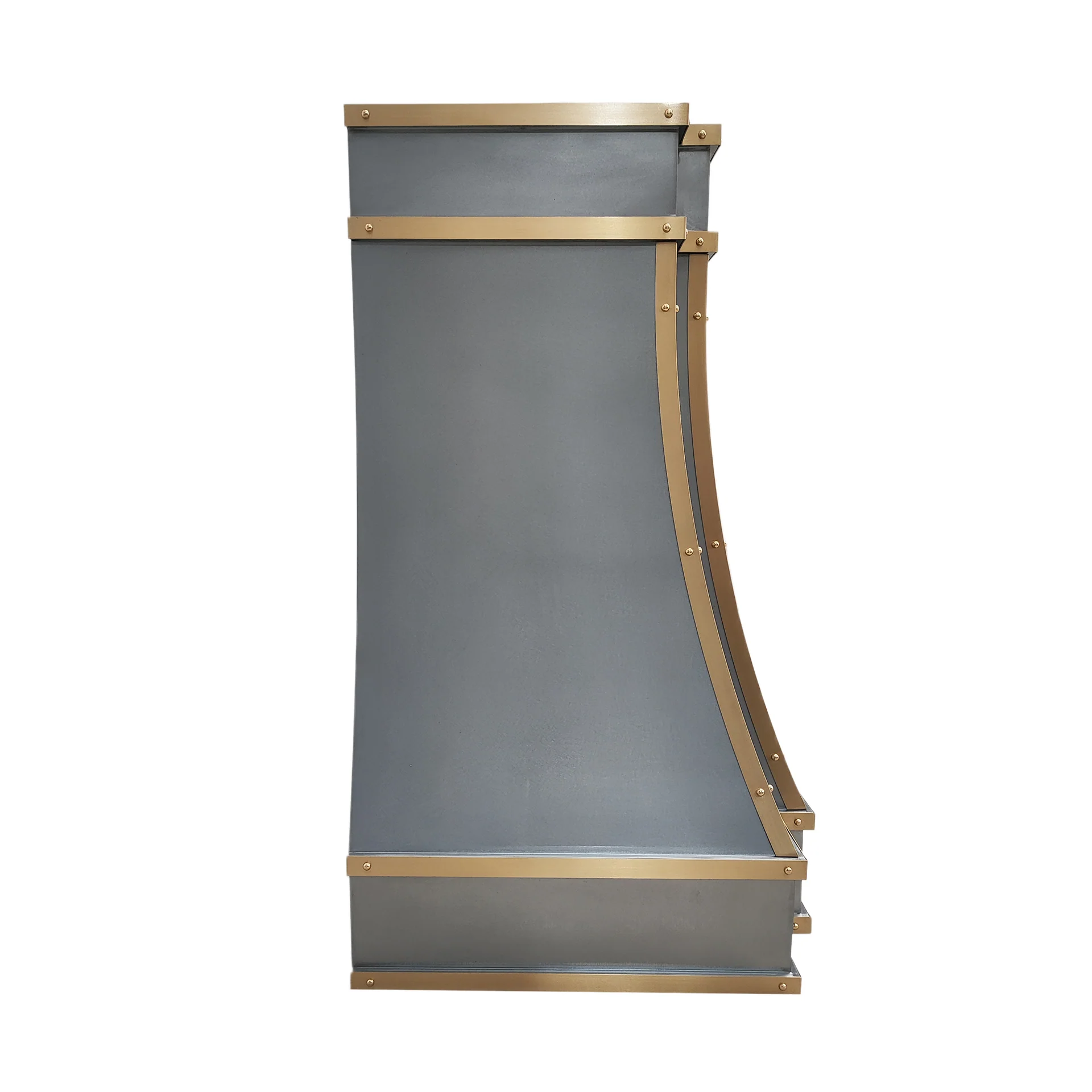 Modern zinc kitchen vent hood with LED lights