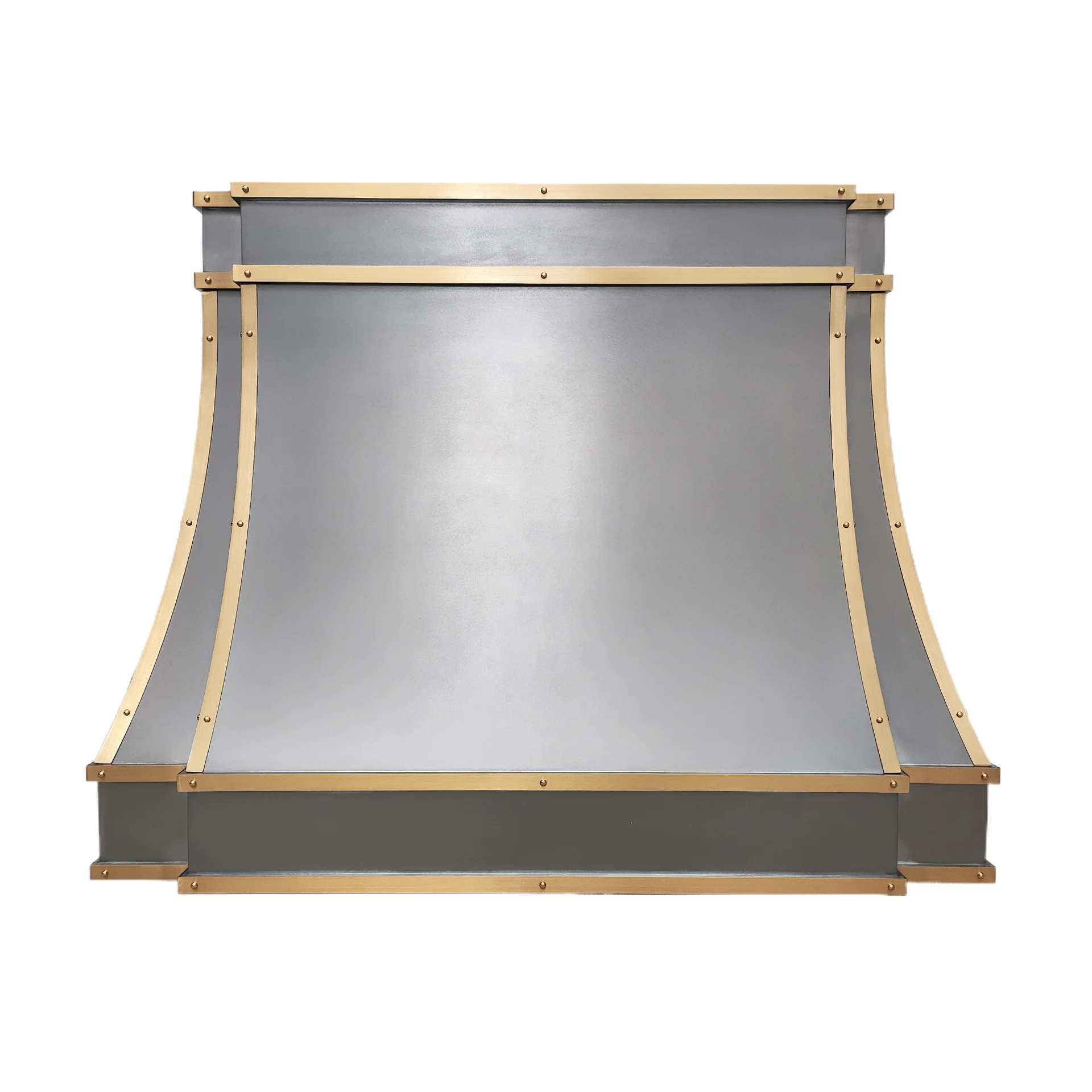 Modern zinc kitchen vent hood with LED lights