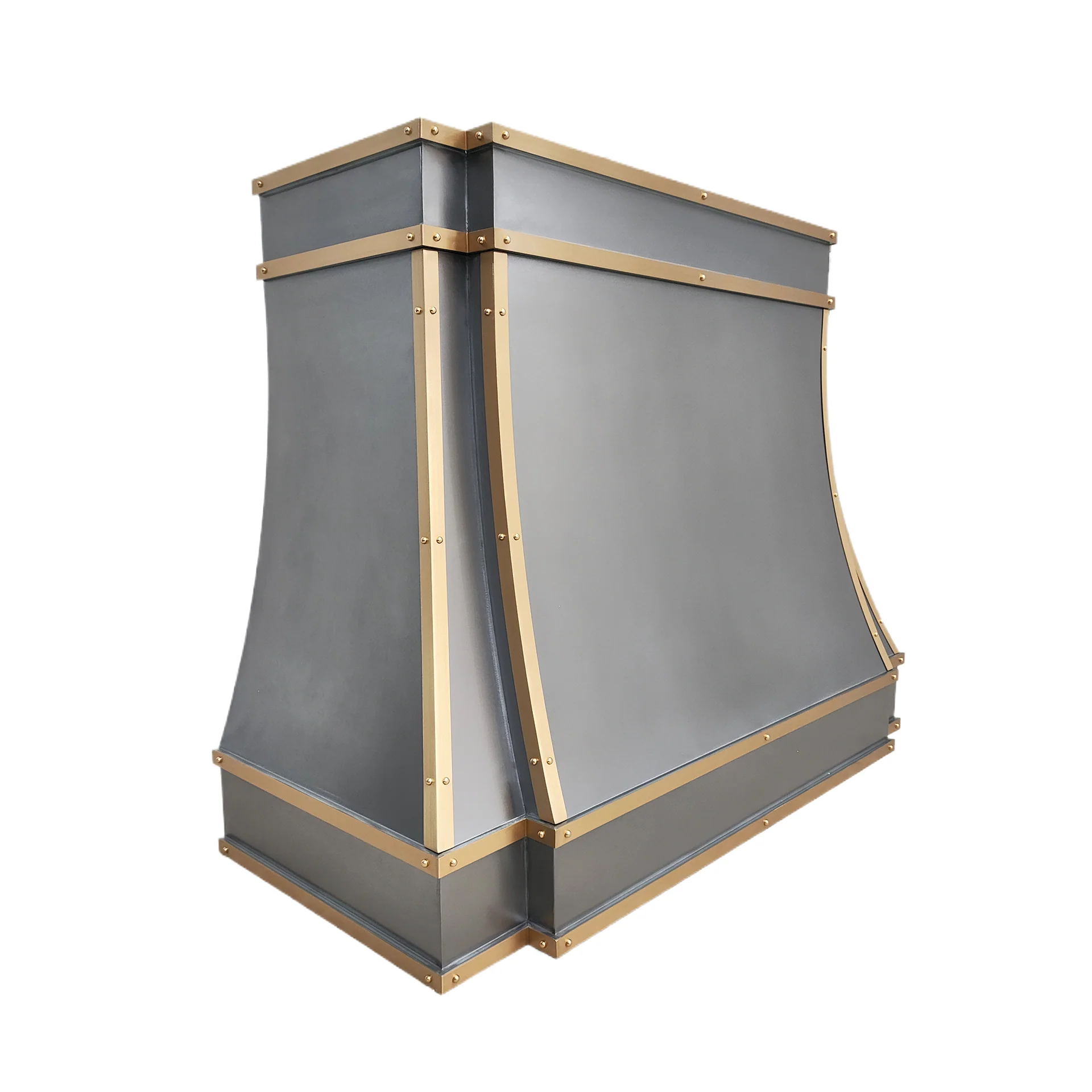 Modern zinc kitchen vent hood with LED lights