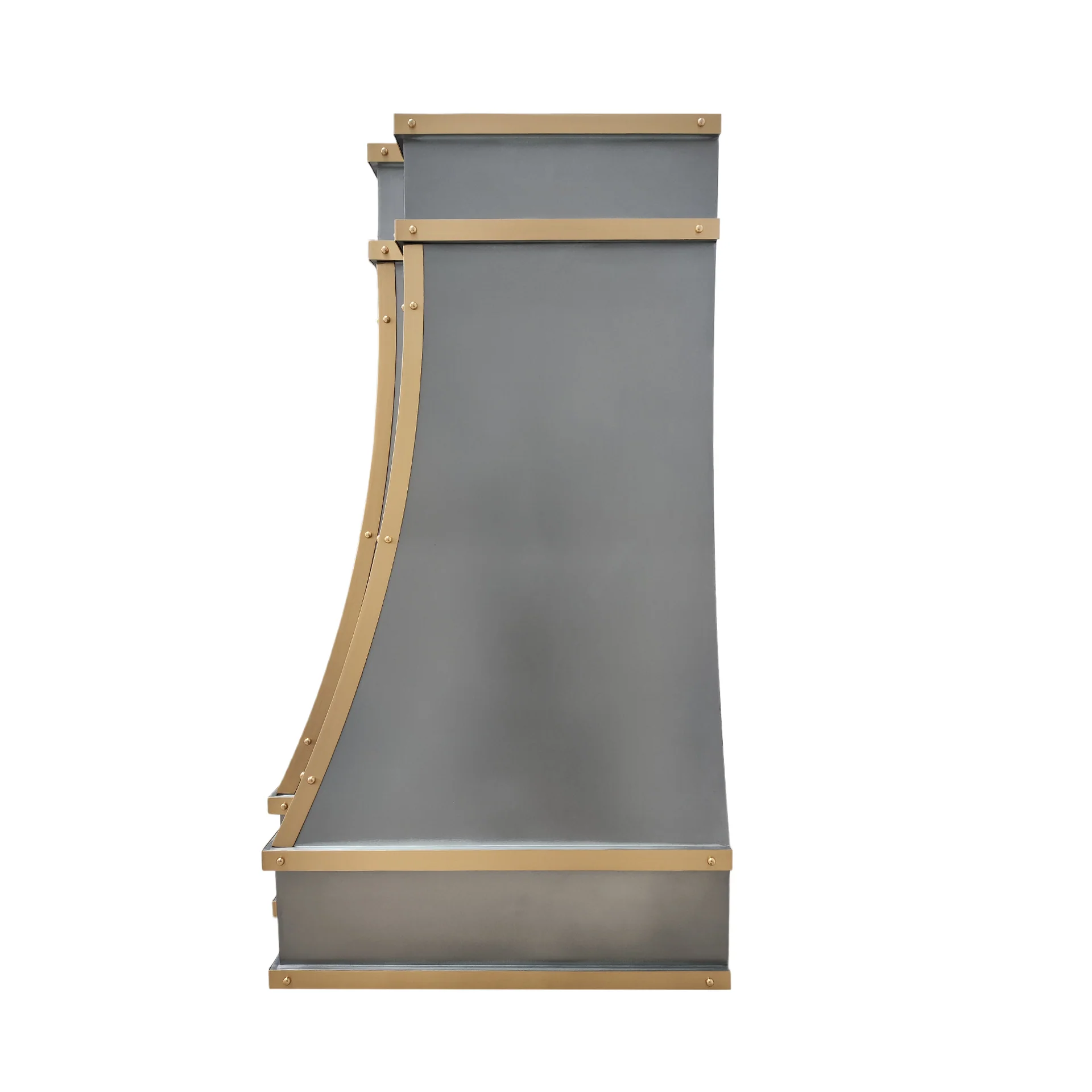 Modern zinc kitchen vent hood with LED lights