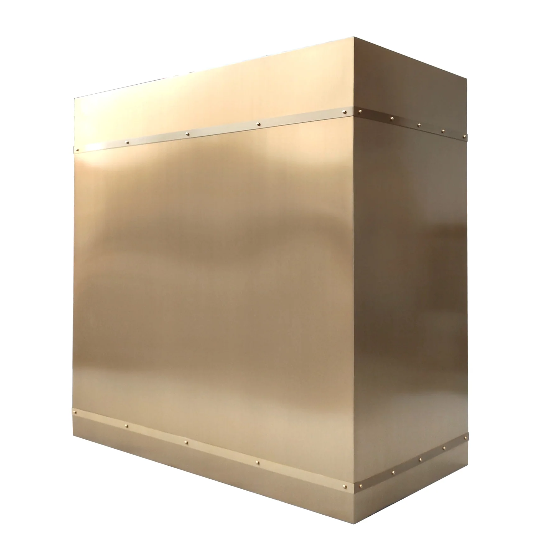 Modern brass stove vent hoods in kitchen