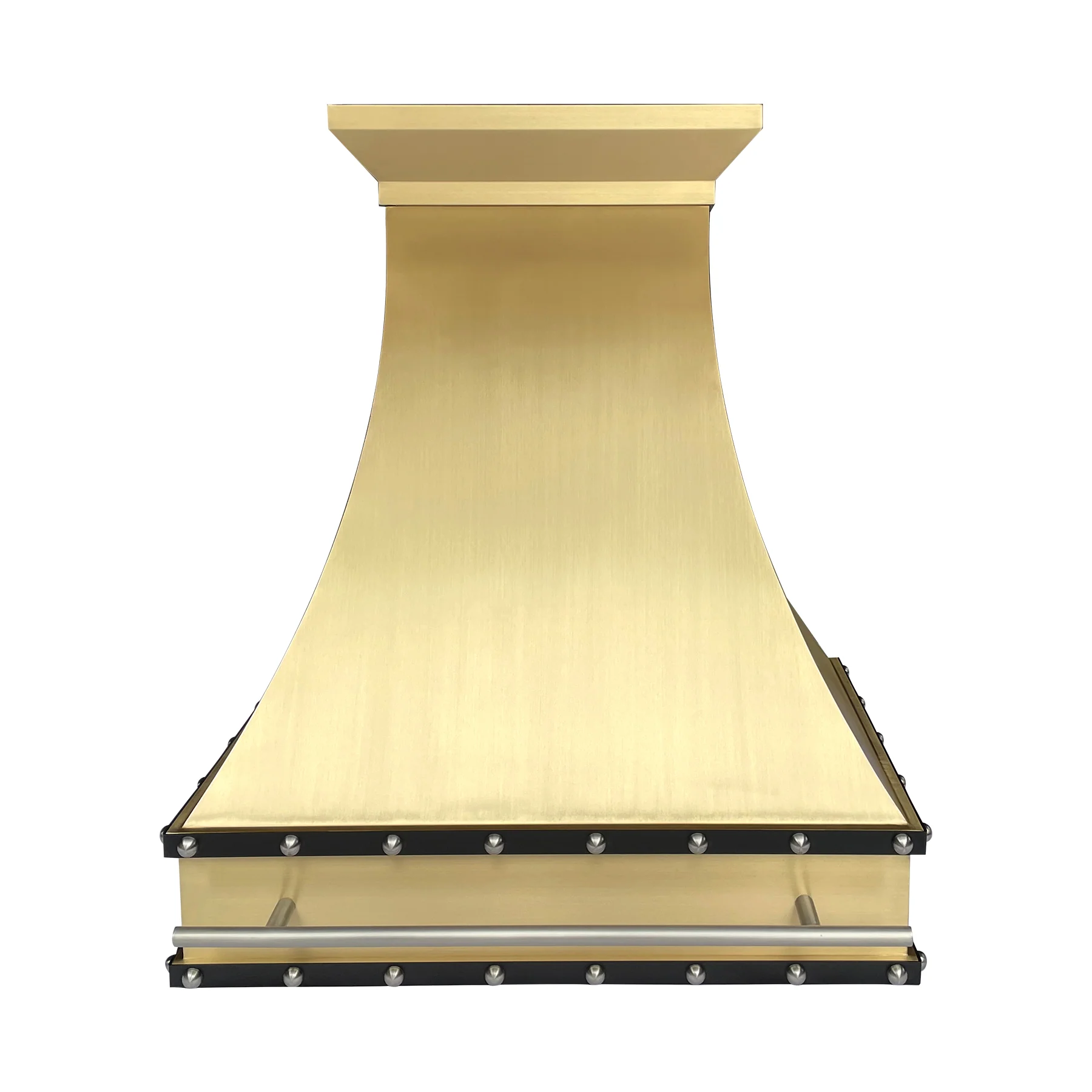 Curved luxury brass oven range hood with custom design