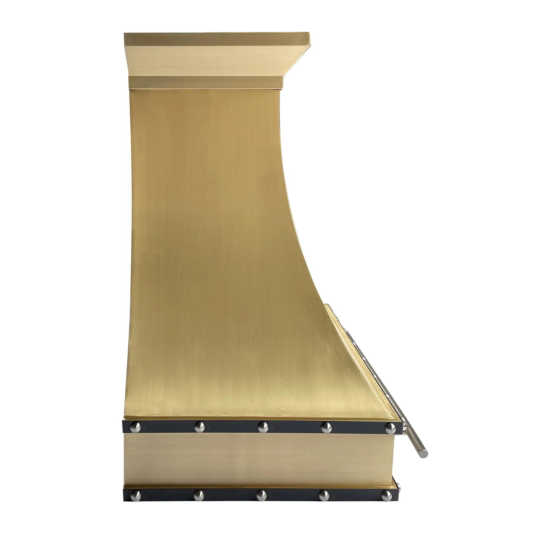 Curved luxury brass oven range hood with custom design