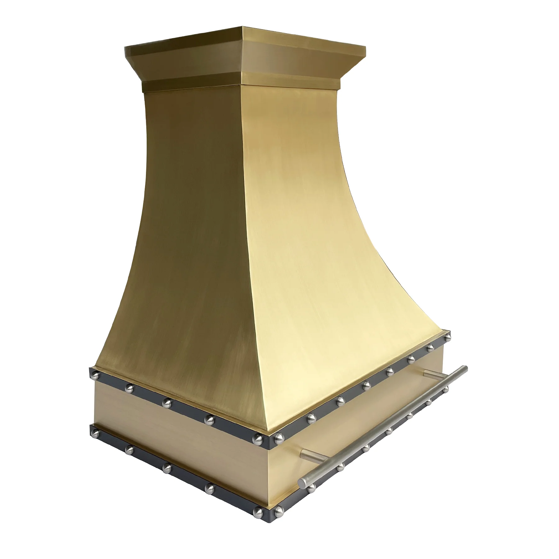 Curved luxury brass oven range hood with custom design